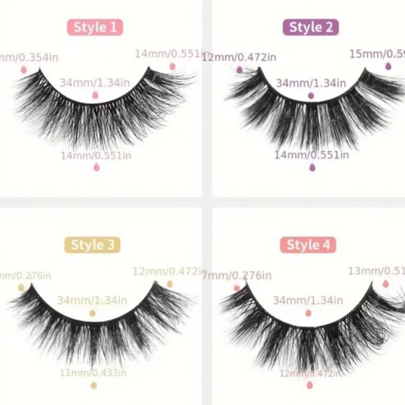 24 Pairs Fake Eyelashes, Packaged In A Gift Box, Natural Wispy Eyelashes - Picture 3 of 3
